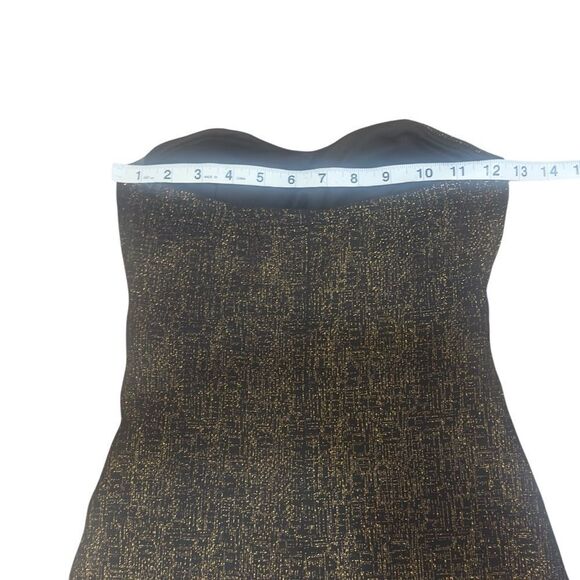 Windsor Elegant Black & Gold Metallic Strapless Mini Dress Size S Chico - Picture 8 of 13